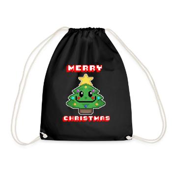 Merry Christmas I Xmas I 8 Bit Pixelated - Turnbeutel - Schwarz - Vorne