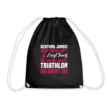 Triathlon Dieses Mädchen zeigt euch wie das geht - Turnbeutel - Schwarz - Vorne