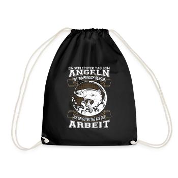 Fischen Sprüche für Angler Lustiger Angelausflug - Turnbeutel - Schwarz - Vorne