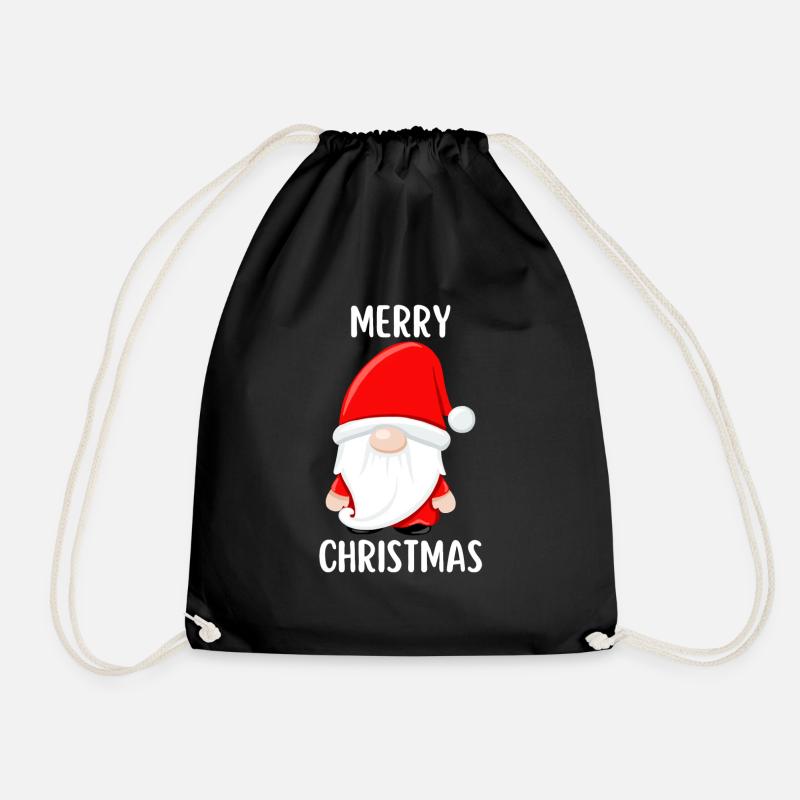 Merry Christmas Funny Christmas Shirt - Drawstring Bag - black