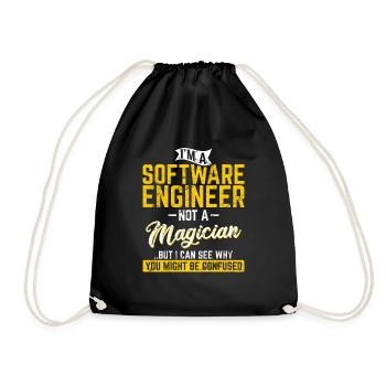 Software Engineer Not A Magician Programmer Develo - Drawstring Bag - black - Front