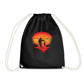 Angler Geschenkidee Hobby Angeln - Turnbeutel - Schwarz - Vorne