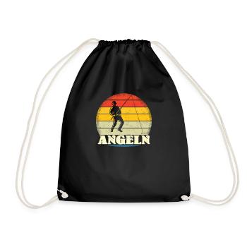 Angler Geschenkidee Hobby Angeln - Turnbeutel - Schwarz - Vorne