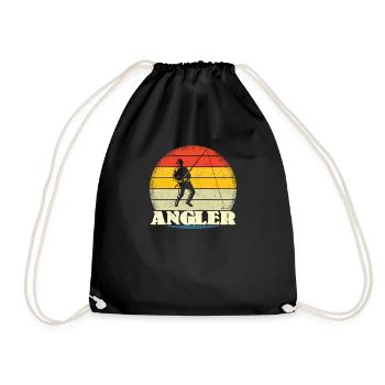 Angler Geschenkidee Hobby Angeln - Turnbeutel - Schwarz - Vorne