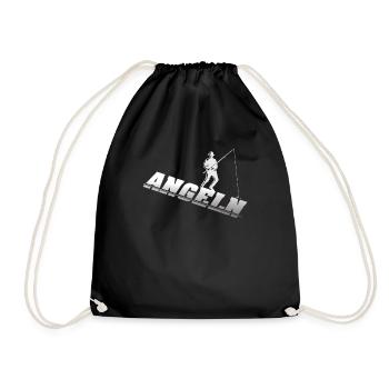 Angler Geschenkidee Hobby Angeln - Turnbeutel - Schwarz - Vorne