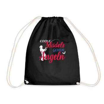 Angler Geschenkidee Hobby Angeln - Turnbeutel - Schwarz - Vorne