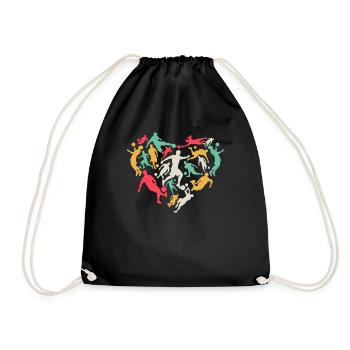 Soccer Heart Soccer Player - Heart Soccer Player - Drawstring Bag - black - Front
