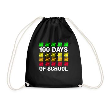 Stick Student 100. Tag 100 Tage Schule - Turnbeutel - Schwarz - Vorne