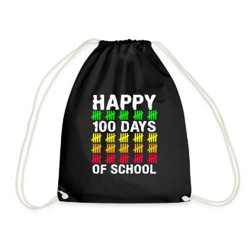 Stick Student Happy 100th Day 100 Days Of School - Drawstring Bag - black - Front