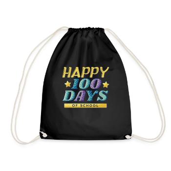Colorful Student Happy 100th Day 100 Day Of School - Drawstring Bag - black - Front