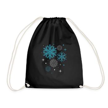 Floçons de neige, saison d'hiver, vacances - Sac de sport léger - noir - Devant