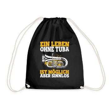 Tuba Konzert Orchester Tubaspieler Spruch Geschenk - Turnbeutel - Schwarz - Vorne