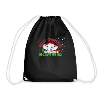 Joyeux Noël et une bonne année mignon éléphant - Sac de sport léger - noir - Devant