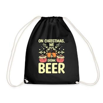 On christmas we drink beer - Turnbeutel - Schwarz - Vorne