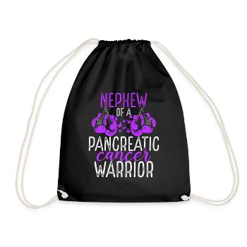 Nephew Pancreatic Cancer Awareness Aunt Uncle - Drawstring Bag - black - Front