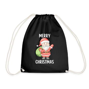 Merry Christmas Funny Christmas Shirt - Drawstring Bag - black - Front