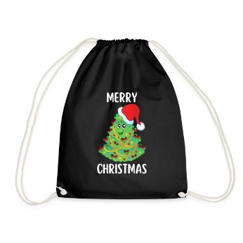 Merry Christmas Funny Christmas Shirt - Drawstring Bag - black - Front