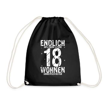 Endlich 18 Geburtstag Party Feiern Geschenk Geburt - Turnbeutel - Schwarz - Vorne