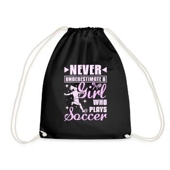 Never underastemate a girl who plays Soccer - Drawstring Bag - black - Front