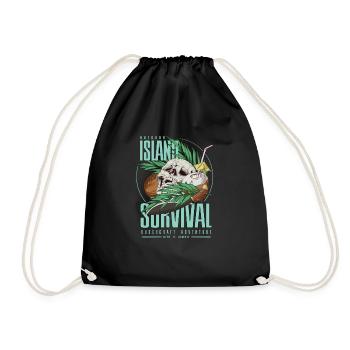 Bushcraft island Survival Dschungel Skull Geschenk - Turnbeutel - Schwarz - Vorne