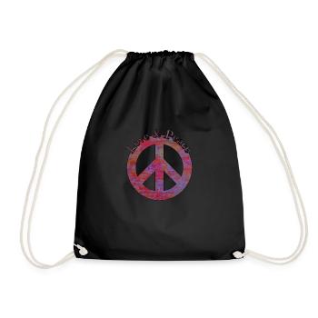 Love Peace 60s 70s Hippie Costume Love Peace - Drawstring Bag - black - Front