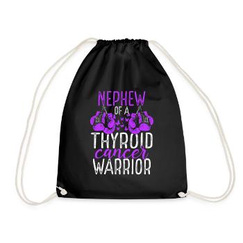 Nephew Thyroid Cancer Awareness Aunts Uncle - Drawstring Bag - black - Front