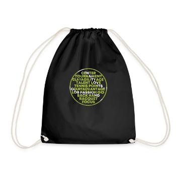 Tennis Ball Word Cloud Cool Player Coach Fans - Drawstring Bag - black - Front