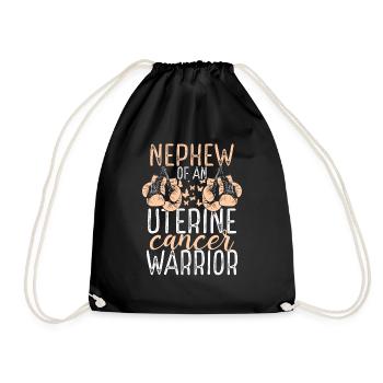 Nephew Uterine Cancer Awareness Aunt Uncle - Drawstring Bag - black - Front