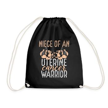 Niece Uterine Cancer Awareness Aunt Uncle - Drawstring Bag - black - Front