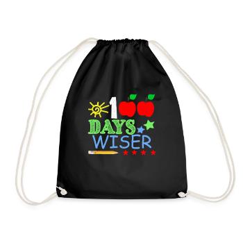 Pencil 100th Day Wiser 100 Days Of School - Drawstring Bag - black - Front
