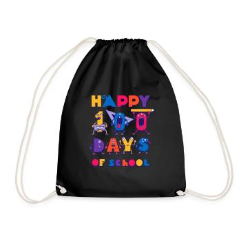 Monster Student Happy 100th Day 100 Days Of School - Drawstring Bag - black - Front