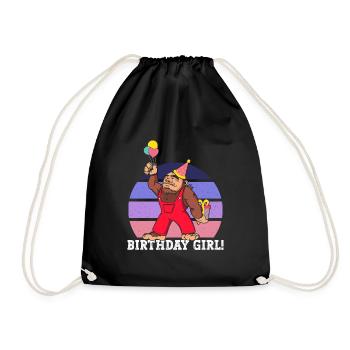 Bigfoot Party Supplies Birthday Girl Sasquatch - Drawstring Bag - black - Front