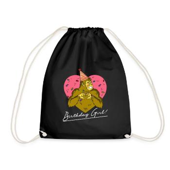 Bigfoot Party Supplies Birthday Girl Sasquatch - Drawstring Bag - black - Front