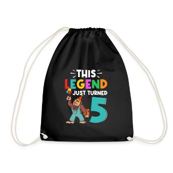 Bigfoot Party Supplies This Legend Just Turned 5 - Drawstring Bag - black - Front