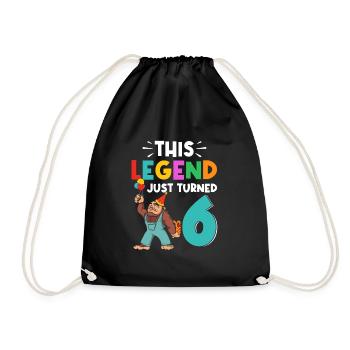 Bigfoot Party Supplies This Legend Just Turned 6 - Turnbeutel - Schwarz - Vorne