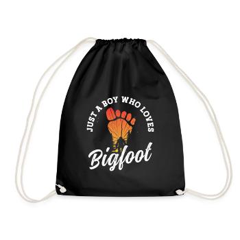 Just A Boy Who Loves Bigfoot Party Supplies - Drawstring Bag - black - Front