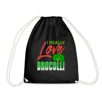 I Really Love Broccoli Retro Strong Immune System - Drawstring Bag - black - Front