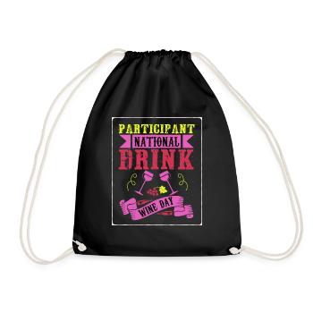 Participant National Drink Wine Day T-Shirt - Drawstring Bag - black - Front