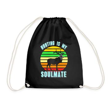 Hunting Is My Soulmate Retro Hunter Designs - Turnbeutel - Schwarz - Vorne