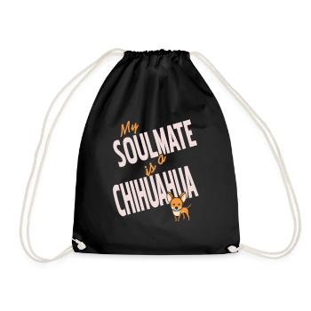 My Soulmate Is A Chihuahua Retro Dog Lover Designs - Turnbeutel - Schwarz - Vorne