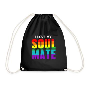I Love My Soul Mate Cool Retro Designs - Turnbeutel - Schwarz - Vorne