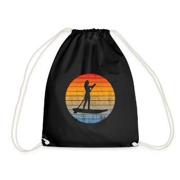 Stehpaddler Surfen Stand Up Paddling Stehpaddeln - Turnbeutel - Schwarz - Vorne