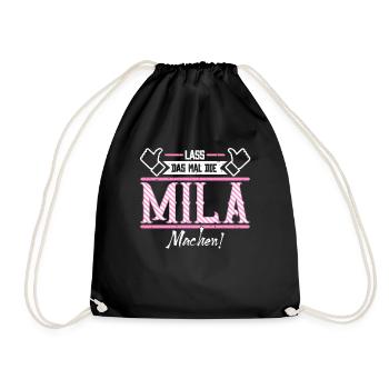 Mila Geschenkidee Geschenk Geburtstag - Turnbeutel - Schwarz - Vorne