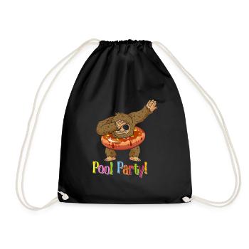 Bigfoot Party Supplies Sasquatch Pool Party - Drawstring Bag - black - Front
