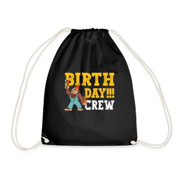 Bigfoot Party Supplies Sasquatch Birthday Crew - Drawstring Bag - black - Front