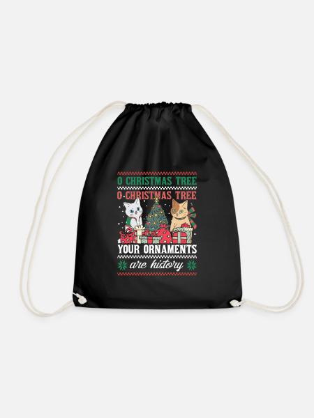 Cats O Christmas Tree Funny Ornaments Pajama - Turnbeutel - Schwarz