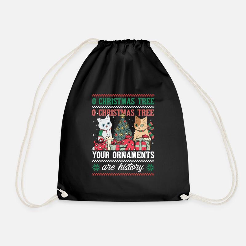 Cats O Christmas Tree Funny Ornaments Pajama - Turnbeutel - Schwarz