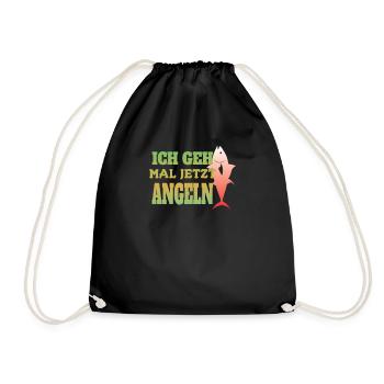 Angler Geschenkidee Hobby Angeln - Turnbeutel - Schwarz - Vorne