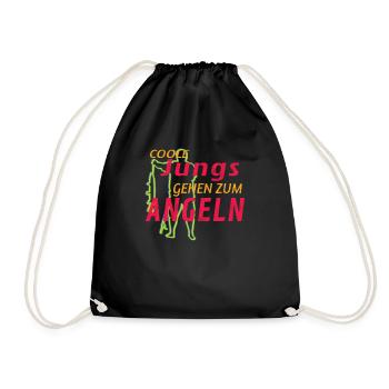 Angler Geschenkidee Hobby Angeln - Turnbeutel - Schwarz - Vorne
