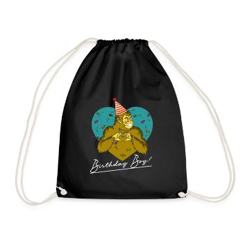 Bigfoot Party Supplies Birthday Boy Sasquatch - Drawstring Bag - black - Front